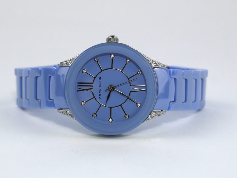 Anne Klein AK 2389LBSV Silver-Tone and Light Blue Ceramic Bracelet Watch