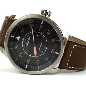 Citizen AW1361-10H Eco-Drive Sport Stainless Steel Watch with Brown Leather Band