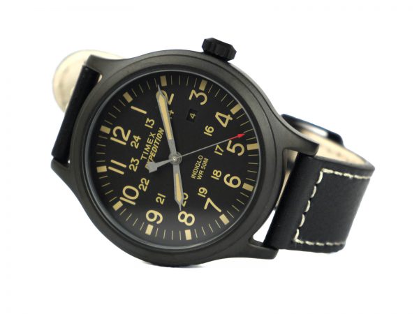 Timex Tw4B11400 Expedition Black Leather Band Watch