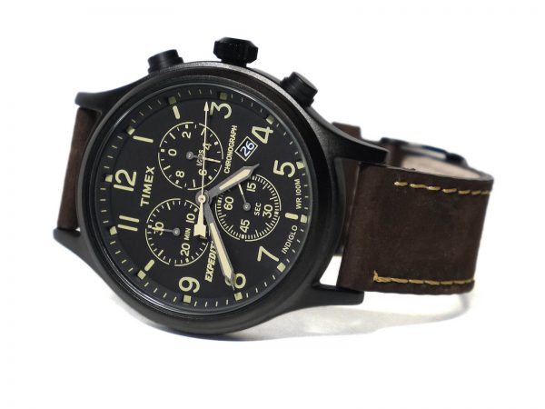 Timex TwC013000 Expedition Scout Chronograph Leather Strap Watch
