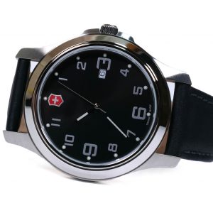 Victorinox 26052CB Garrison Elegance Black Dial Leather Strap Watch