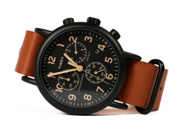 Timex Tw2P97500 Weekender Black IP Case Chronograph Watch