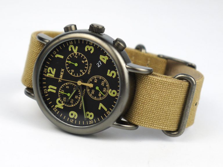 Timex TW2P85200 Weekender Chrono Oversized Tan Nylon Strap Black Dial Casual Watch