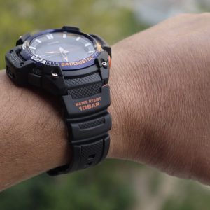 casio men's twin sensor watch blue accents
