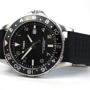 Timex T2P029 Men's Analogue Quartz Black Rubber Strap Black Dial Watch