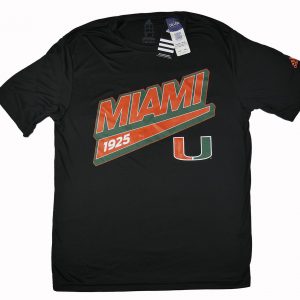 Adidas NCAA Miami Hurricanes Unattached Tail Sweep Ultimate Short Sleeve Tee Black