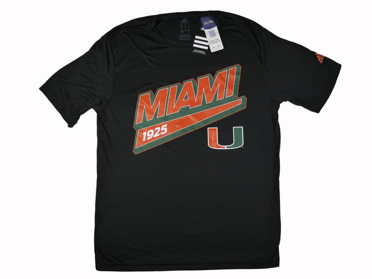 Adidas NCAA Miami Hurricanes Unattached Tail Sweep Ultimate Short Sleeve Tee Black