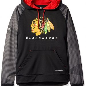 Majestick NHL Chicago Blackhawks Hooded Fleece, Black-Athletic Red