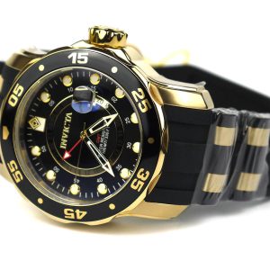 Invicta 6991 Pro Diver Collection GMT 18k Gold-Plated Stainless Steel Watch with Black Band