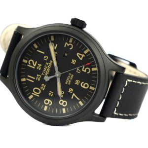 Timex Tw4B11400 Expedition Black Leather Band Watch
