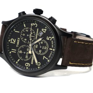Timex TwC013000 Expedition Scout Chronograph Leather Strap Watch