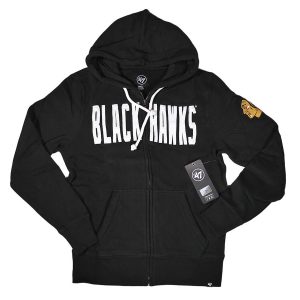 47 Brand NHL Chicago Blackhawks Cross Check Full-Zip Pullover Jacket Black