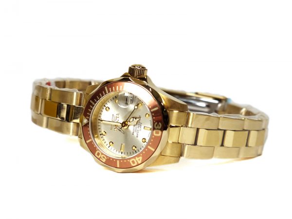 Invicta 12527 Pro-Diver 18k Gold Ion-Plated Stainless Steel and Champagne Dial Bracelet Watch