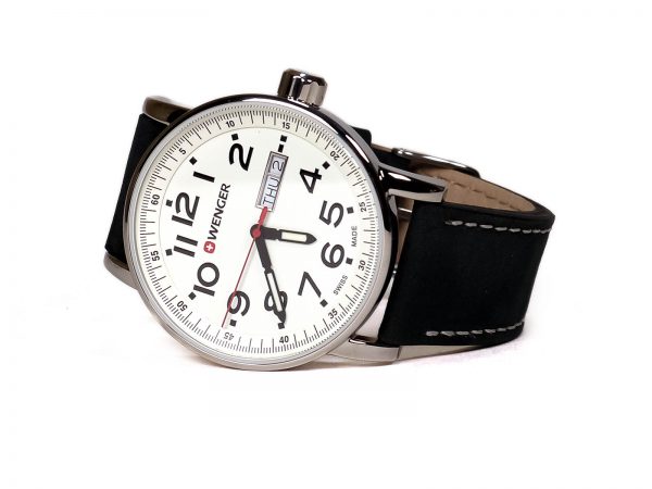 Wenger 010341101 Attitude White Dial Leather Strap Watch