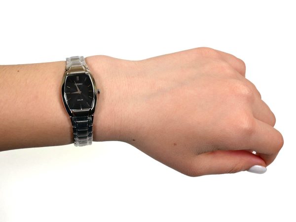 Seiko SUP259 Solar Core Black Dial Stainless Steel Ladies Watch