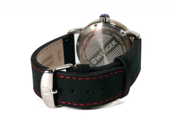 Wenger 010341103 Attitude Black Dial Leather Strap Watch