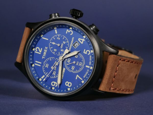 Timex Tw4B15900 Black IP Blue Dial Chronograph Watch