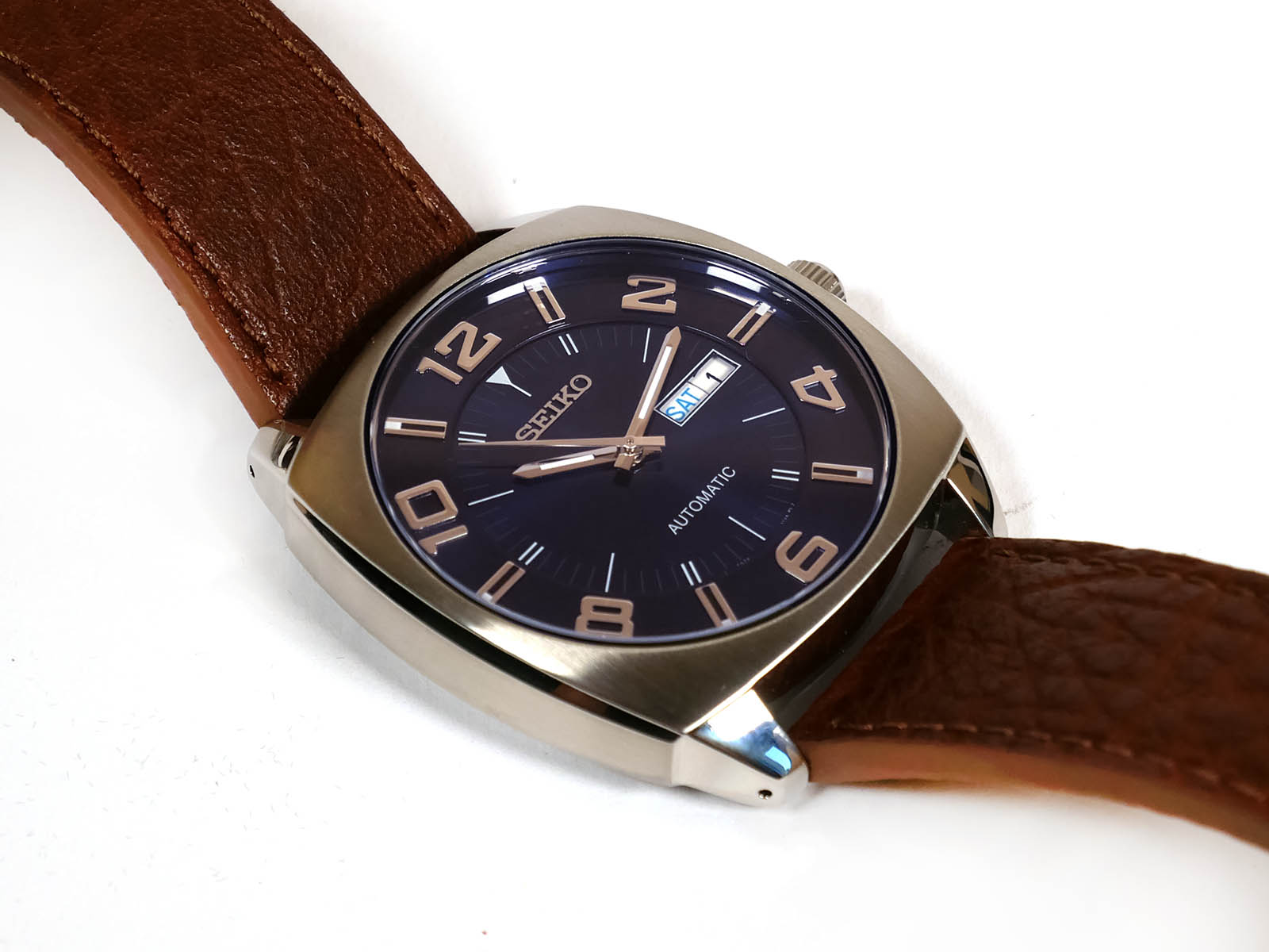 Seiko SNKN37 Recraft Stainless Steel Automatic Self-Wind Watch with Brown  Leather Band_06