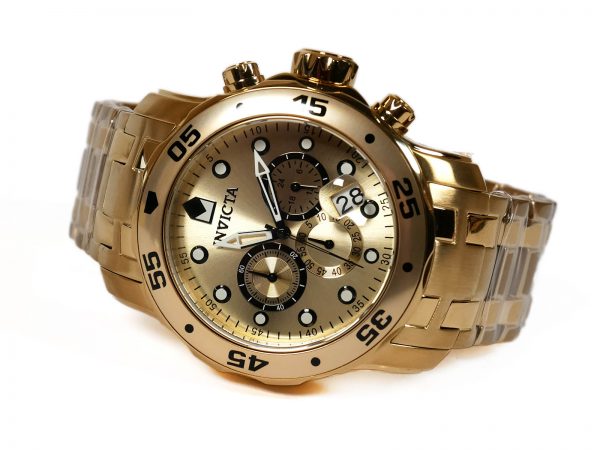 Invicta 0074 Pro Diver Analog Japanese Quartz 18k Gold-Plated Stainless Steel Watch