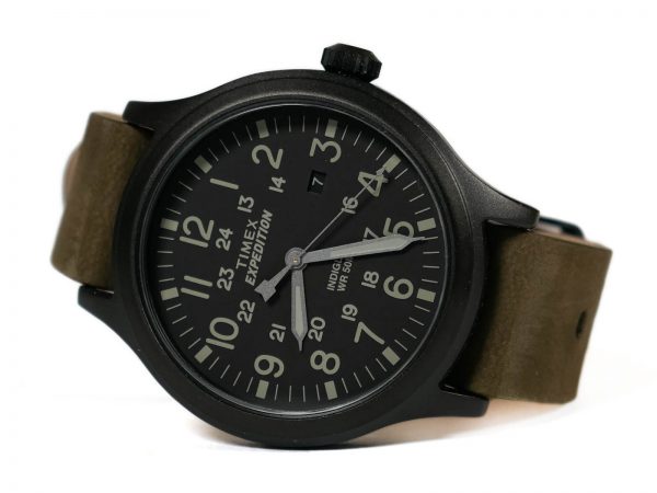 Timex TW4B06700 Expedition Scout Military Leather Band Watch